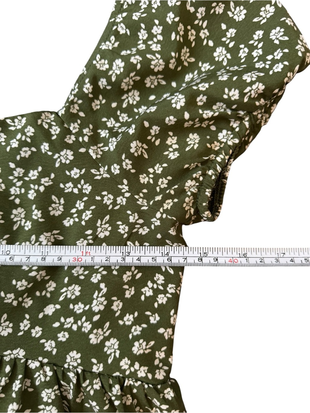 PacSun Olive Green Floral Tie-Front Peplum Crop Top - Picture 6 of 7